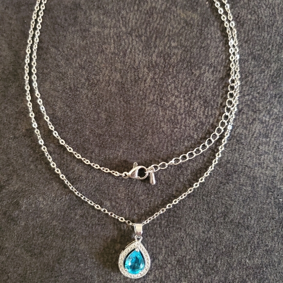 Austrian Blue Tear Drop Silver Plated - Picture 4 of 5